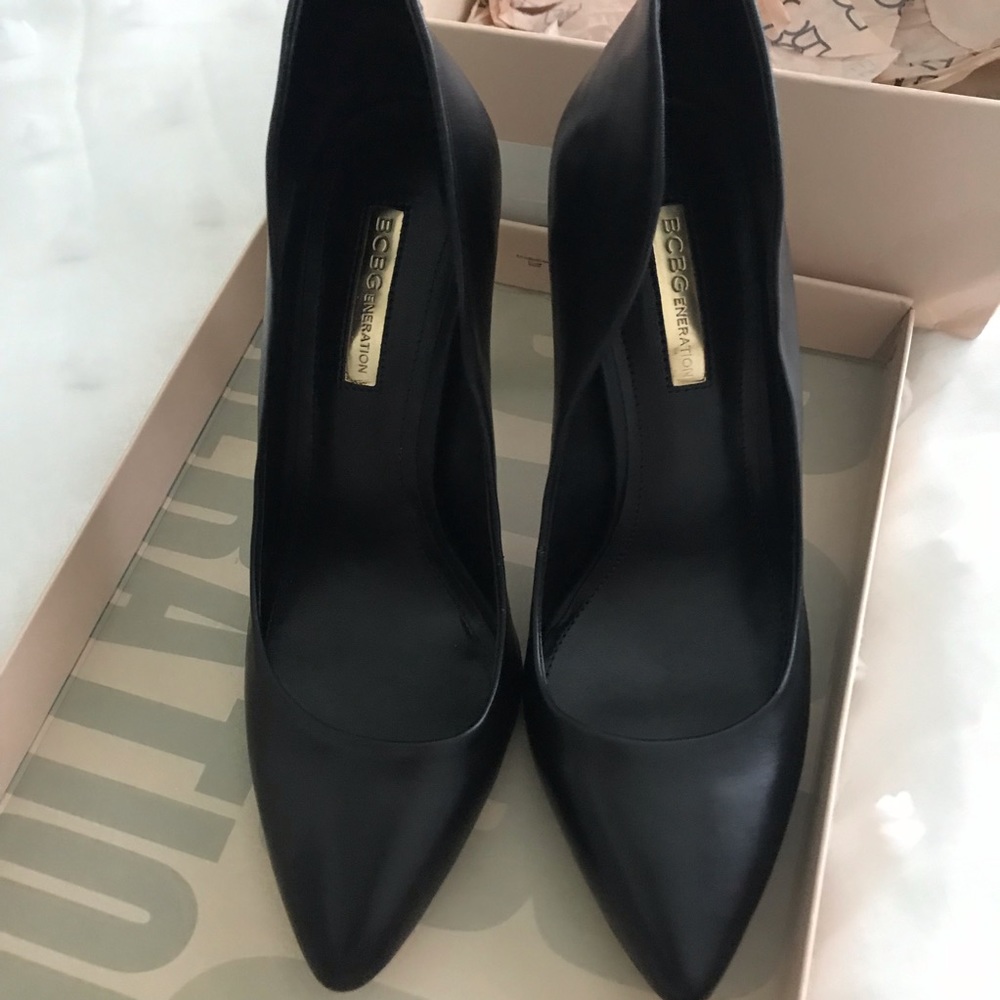 Black Leather High Heels by BCBG